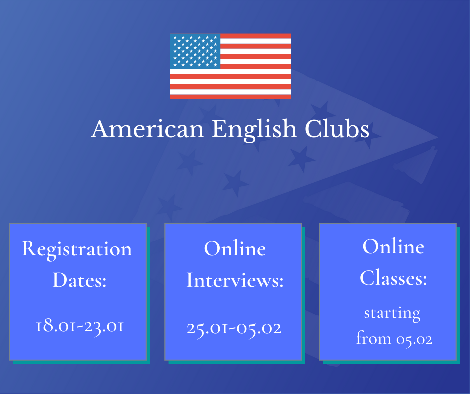 ინფორმაცია ამერიკული კუთხის ინგლისურენოვანი კლუბების შესახებ.